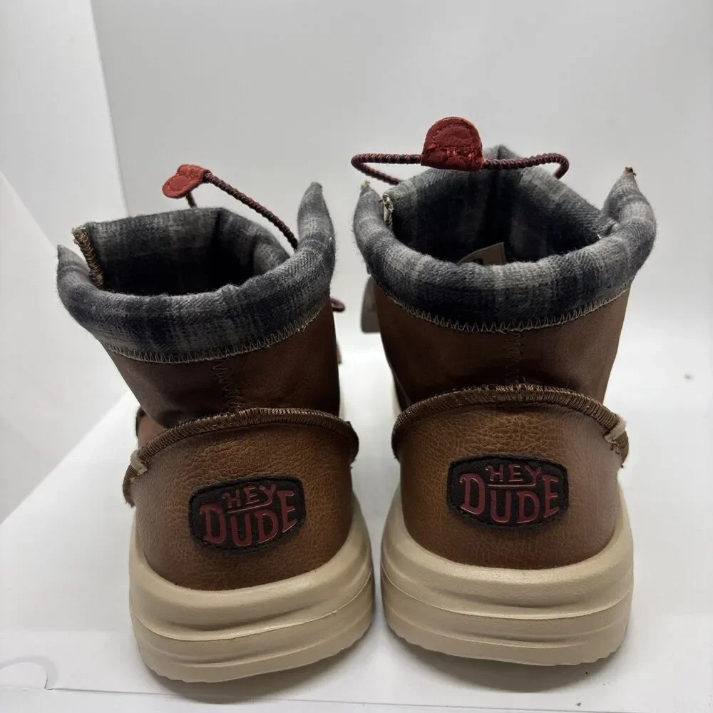 NWT Hey Dude Men's Bradley Classic Tumbled Cognac Brown Size 9 lightweight wool